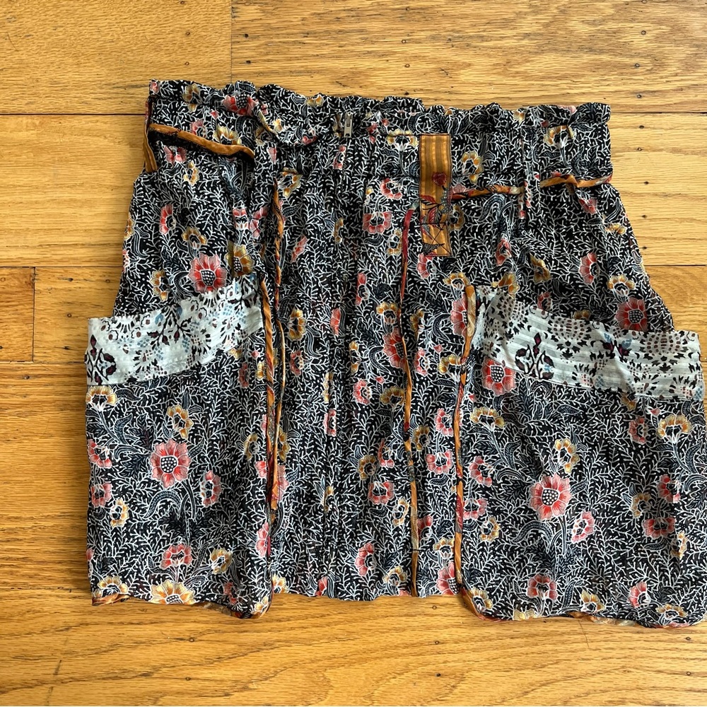 Isabel marant silk boho patch pocket zip mini skirt sz 38